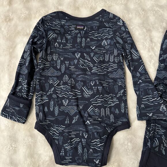 Patagonia NWOT 12-18 Months Baby Capilene Base layer Set Bodysuit Blue Forest - Picture 5 of 12